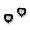 Sterling Silver 0.24 Ct Black and White Diamond Heart Post Earrings