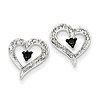 0.16 Ct Sterling Silver Black and White Diamond Heart Post Earrings