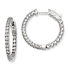 CZ Inside and Out Hoop Earrings 1in Sterling Silver