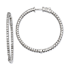 Sterling Silver Inside and Out CZ Hoop Earrings 1 1/2in
