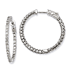 1 1/8in Sterling Silver with CZ Hinged Hoop Earrings