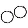 1 3/8in Sterling Silver Black Plated with CZ Hinged Hoop Earrings