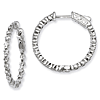 Sterling Silver CZ 38 Stone Shared Prong Hinged Hoop Earrings 1in