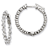 Sterling Silver CZ 28 Stone Shared Prong Hinged Hoop Earrings 1in