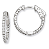 Sterling Silver 3/4in CZ In and Out Hinged Hoop Earrings