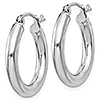 Sterling Silver 3/4in Hoop Earrings with Rhodium Plating 3mm