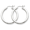 Sterling Silver 1 1/8in Round Hoop Earrings 3mm