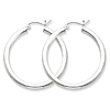 Sterling Silver 1 1/4in Hoop Earrings 3mm