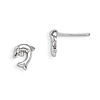 Sterling Silver Rhodium Plated 3/8in Dolphin Post Earrings
