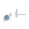 Sterling Silver Blue Enameled Snail Post Earrings
