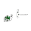 Sterling Silver Green Enameled Snail Post Earrings