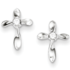 Sterling Silver 1/2in CZ Cross Post Earrings