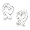 Sterling Silver Ribbon Heart Earrings