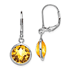 Sterling Silver 6 ct tw Round Citrine Leverback Dangle Earrings