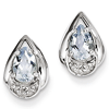 Sterling Silver 1.33 ct Pear Aquamarine Earrings with Diamonds