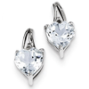 Sterling Silver 3/4 ct Aquamarine Heart Earrings with Diamonds