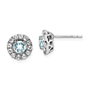 Sterling Silver 0.85 ct tw Aquamarine Halo Earrings with White Topaz
