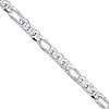 Sterling Silver 5.5mm Italian Pave Flat Figaro Chain