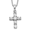 Sterling Silver Tiny Cubic Zirconia Cross Necklace 16in