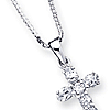Sterling Silver 9/16in CZ Cross with 16in Box Chain