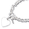 Sterling Silver Engravable Heart Toggle Bracelet