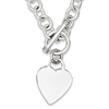 Sterling Silver 7/8in Heart Charm on Toggle Link Necklace