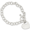 Sterling Silver Toggle Link Bracelet with Cut-out Heart