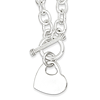Sterling Silver 18in Heart Charm on Toggle Link Necklace