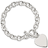 Engravable Heart Disc on Fancy Link Toggle Bracelet