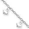 Sterling Silver 9in Puffed Heart Anklet