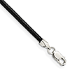 Black Leather Cord 2mm Necklace with Sterling Sliver Clasp