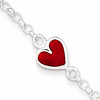 Sterling Silver 6in Enamel Red Heart Child's Bracelet