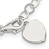 Sterling Silver 7 1/4in Heart Charm Bracelet