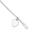 Sterling Silver Slender Charm Bracelet with Heart 7.25in