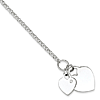Sterling Silver Double Heart CZ Bracelet 7.25in