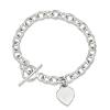 7.25in Dangling Heart Charm Bracelet - Sterling Silver