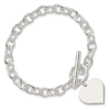 Sterling Silver Dangle Heart Bracelet with Toggle Clasp 7.5in
