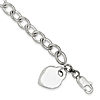  Sterling Silver 7.25in Heart Charm Bracelet