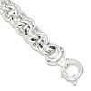 Sterling Silver Wide Double Circle Link Bracelet 8in