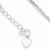 Sterling Silver 6in Diamond-cut Heart Charm Bracelet