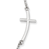 Sterling Silver 1in Sideways Curved Cross Necklace