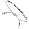 Sterling Silver Adjustable Antiqued Bar Swarovski Crystal Bracelet