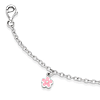 Sterling Silver 5 1/2in Pink Enamel Flower Kid's Bracelet