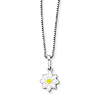 Sterling Silver Enamel Daisy Flower 15in Necklace
