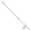 Sterling Silver 6in ID Bracelet with Pink Enameled Crown