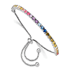 Sterling Silver Rainbow Cubic Zirconia Adjustable Bolo Bracelet