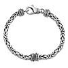 Sterling Silver Men's Antiqued Brushed Square Byzantine Bracelet 8.5in