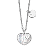 Sterling Silver Mother of Pearl Heart Necklace with Bead Accents