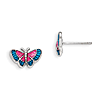 Sterling Silver Madi K Pink and Blue Butterfly Post Earrings