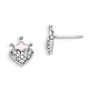 Sterling Silver Enamel Swarovski Elements Heart Crown Earrings